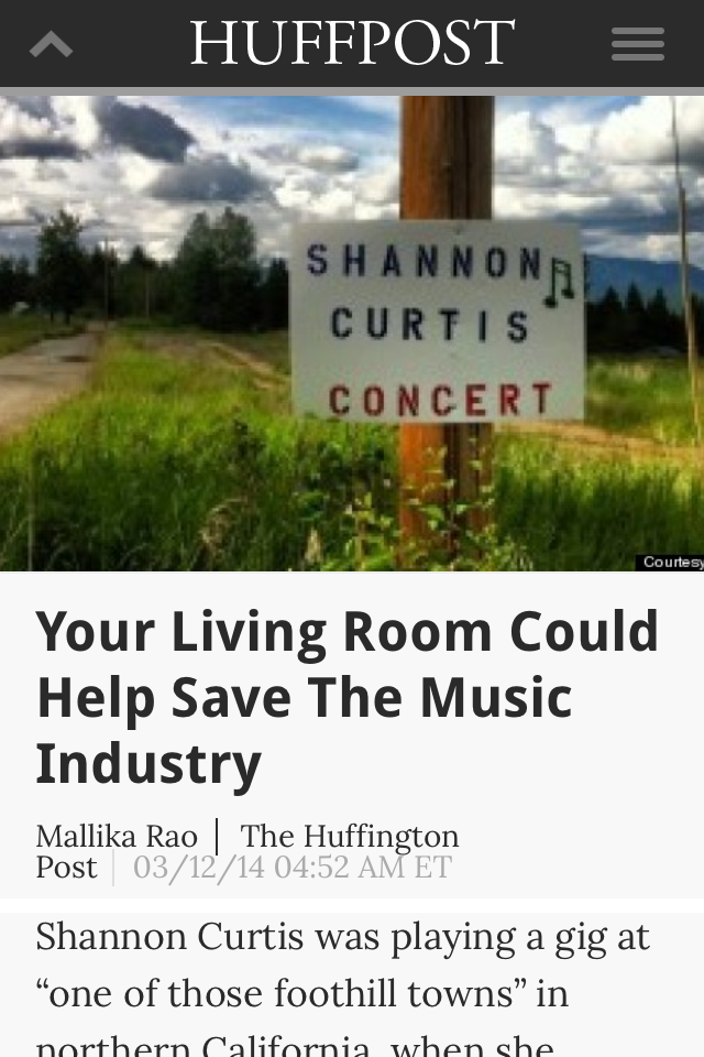house concert book on the Huffington Post