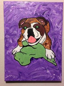 Christy's joyous painting of her English bulldog