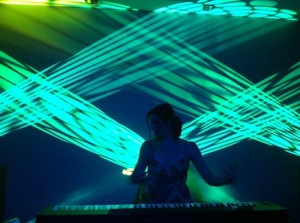 house concert with freakin laser beams in Lake Forest Park, WA